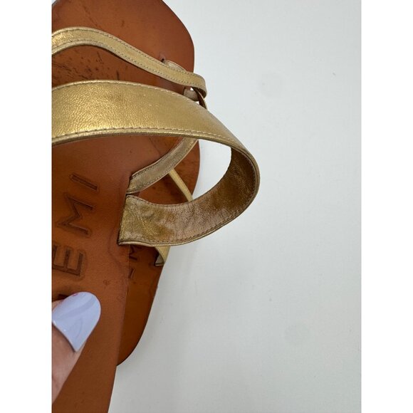 M. Gemi The Medio Metallic Gold Leather Sandals Size 40 or US 9 Flat Slip-On Mad - Picture 9 of 11